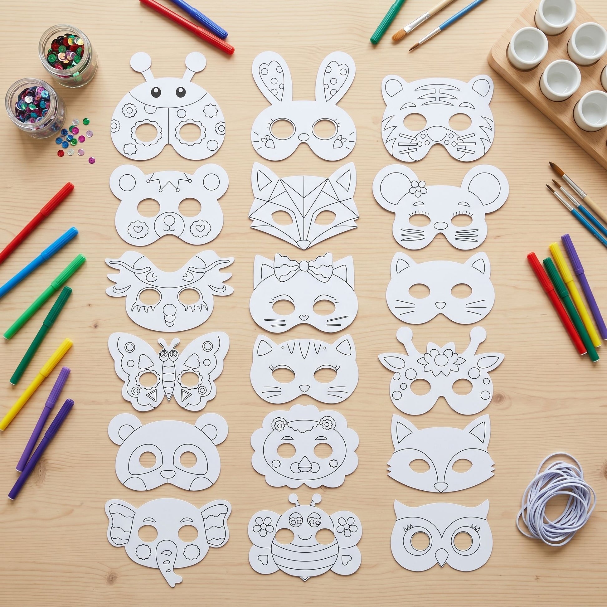wholesale animal diy coloring masks 18pcs