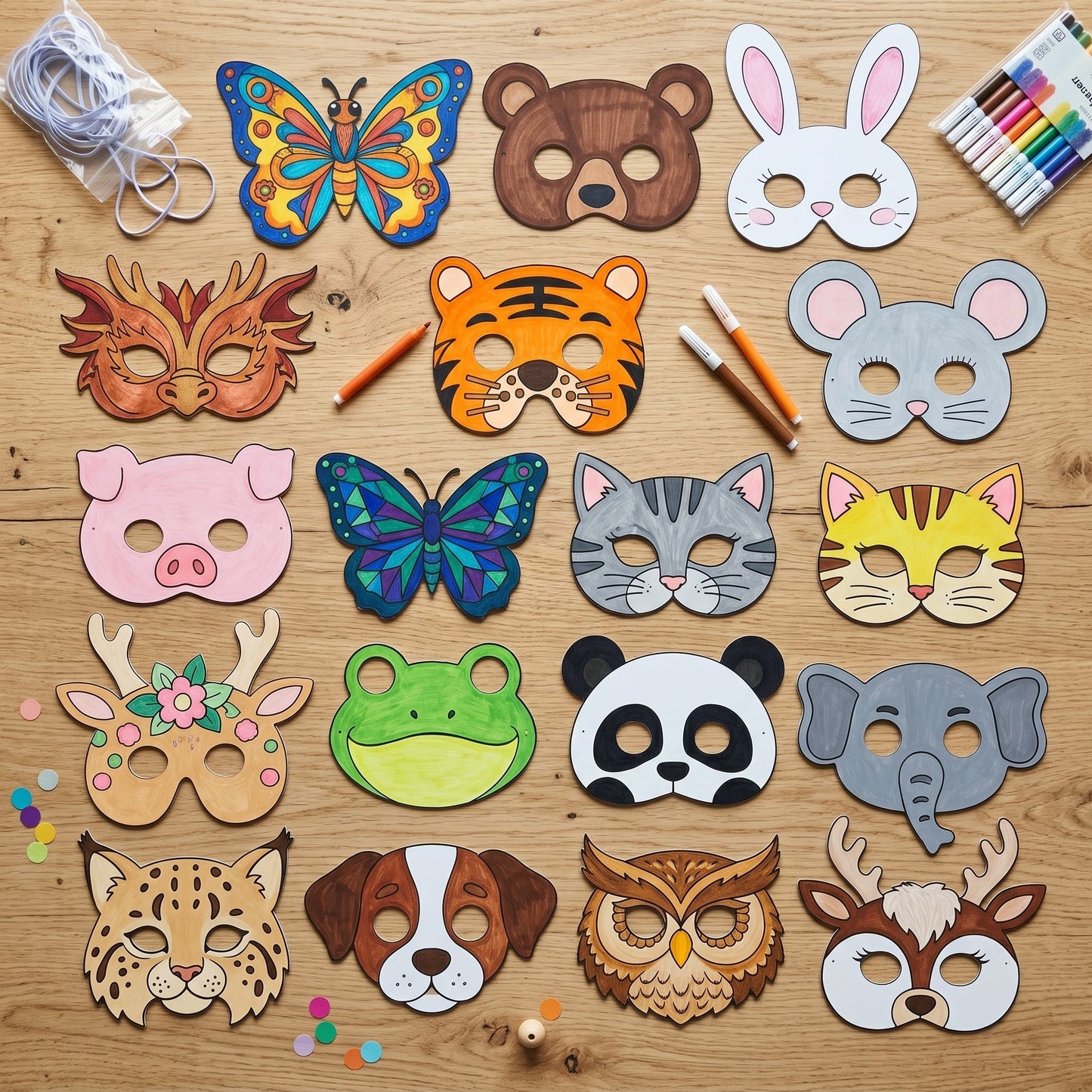 animal coloring masks colored finished