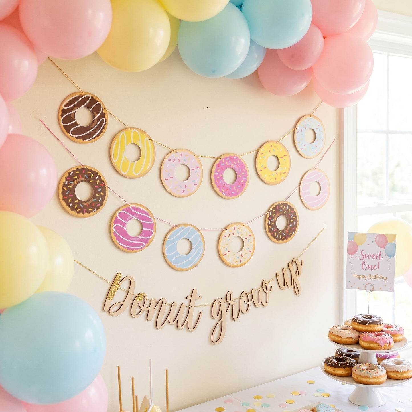 donut garland party decoration